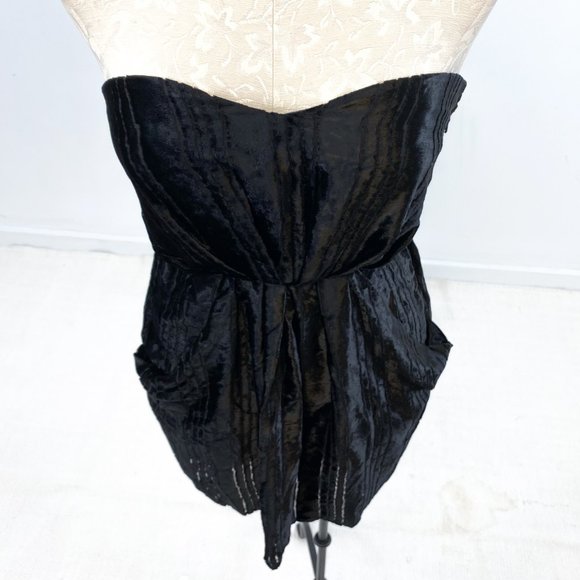 Anthropologie 4 Silk Velvet Mini Dress Black LBD - Picture 2 of 9